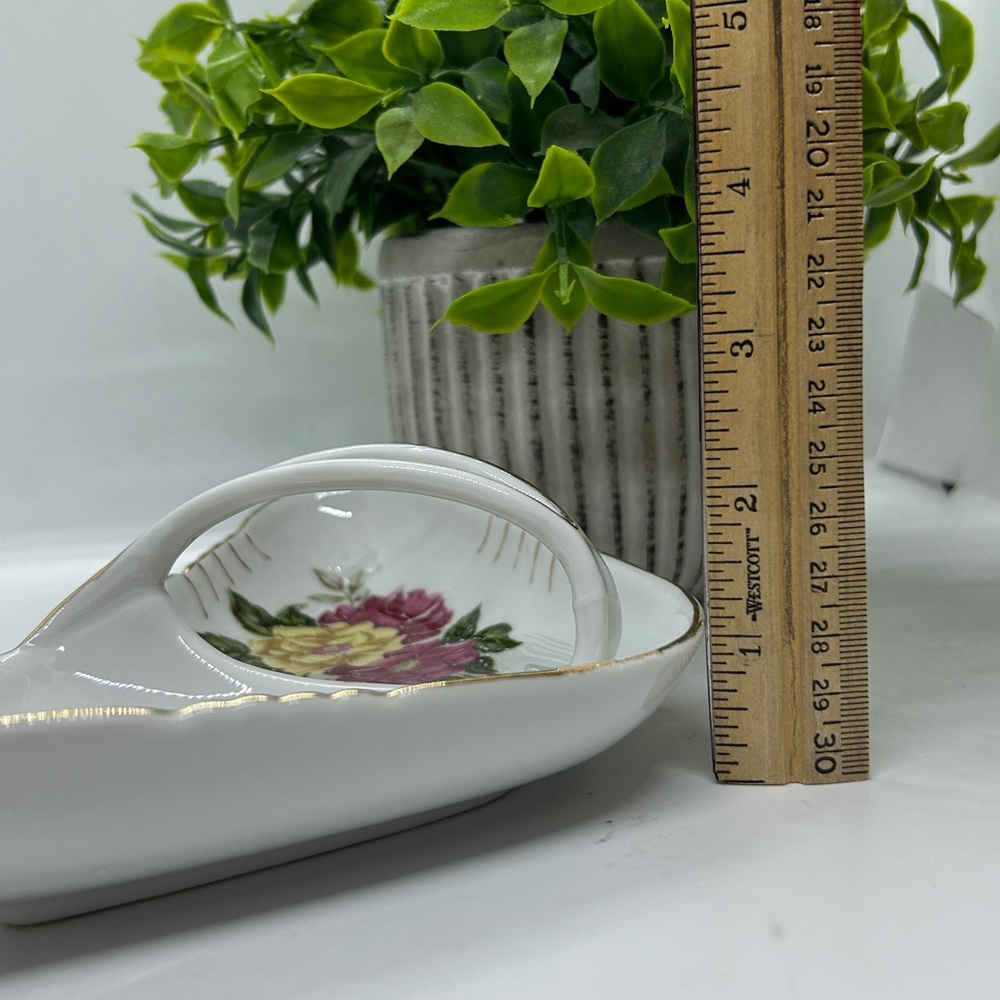 Floral Ceramic Dish with Gold Accent - Picture 14 of 14